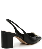 Dune London Detailed Leather Bit Buckle Slingback Pumps