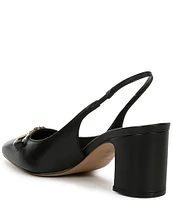 Dune London Detailed Leather Bit Buckle Slingback Pumps