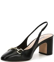 Dune London Detailed Leather Bit Buckle Slingback Pumps