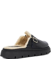 Dune London Gene Leather Faux Shearling Lined Platform Mule Clogs