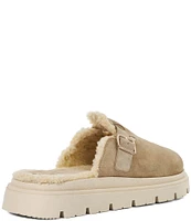 Dune London Gene Leather Faux Shearling Lined Platform Mule Clogs