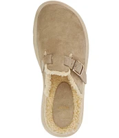 Dune London Gene Leather Faux Shearling Lined Platform Mule Clogs