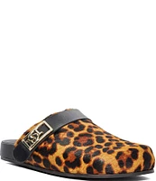 Dune London Gracella Faux Fur Leopard Print Clogs