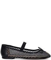 Dune London Happening Rhinestone Fishnet Mesh Ballet Flats