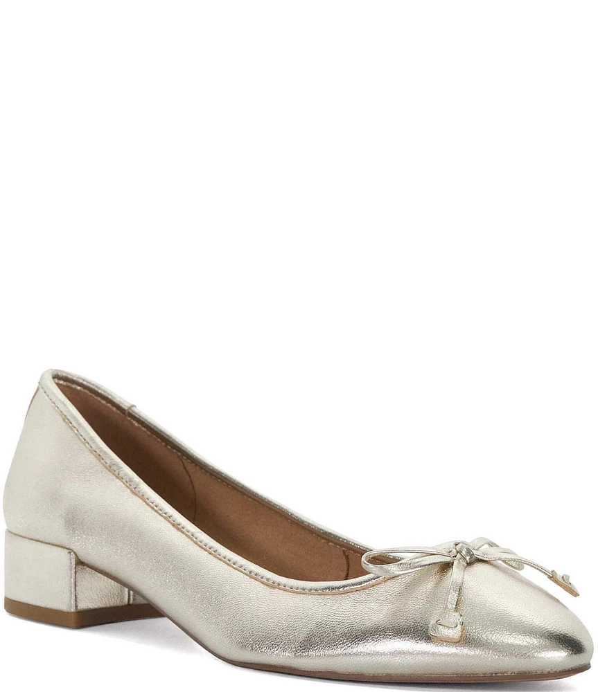 Dune London Hollies Metallic Leather Bow Pumps