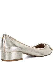 Dune London Hollies Metallic Leather Bow Pumps