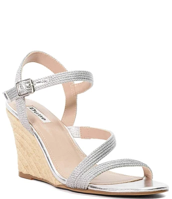 Dune London Kaias Metallic Espadrille Wedge Sandals