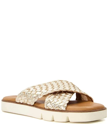 Dune London Lexey Woven Leather Chunky Slide Sandals