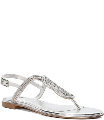 Dune London Loggics Metallic Knot Detail Thong Sandals