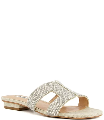 Dune London Loupe Rhinestone Embellished Cut-Out Slide Sandals