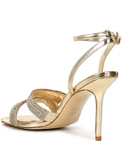 Dune London Marilyn Metallic Rhinestone Embellished Knot Dress Sandals