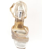 Dune London Marilyn Metallic Rhinestone Embellished Knot Dress Sandals