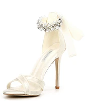 Dune London Martinis Satin Ankle Tie Pearl Strap Dress Sandals