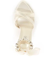 Dune London Martinis Satin Ankle Tie Pearl Strap Dress Sandals