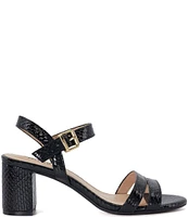 Dune London Merisa Snake Embossed Ankle Strap Sandals