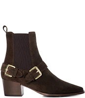 Dune London Panino Suede Buckle Strap Chelsea Booties