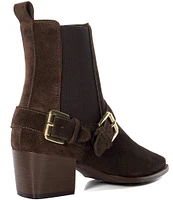 Dune London Panino Suede Buckle Strap Chelsea Booties