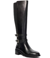 Dune London Tatter Leather Double Buckle Strap Riding Boots