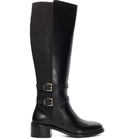 Dune London Tatter Leather Double Buckle Strap Riding Boots