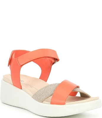 ECCO Flowt Leather Wedge Platform Sandals