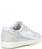 ECCO Soft VII Metallic Leather Lace-Up Floral Floral Sneakers