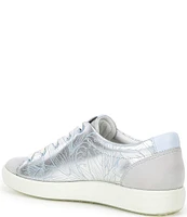 ECCO Soft VII Metallic Leather Lace-Up Floral Floral Sneakers