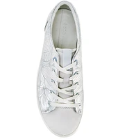 ECCO Soft VII Metallic Leather Lace-Up Floral Floral Sneakers