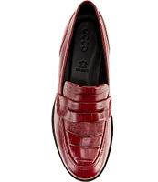 ECCO Women's Classic15 Crocodile Embossed Leather Penny Loafers