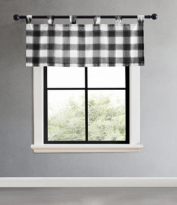 Eddie Bauer Canyon Plaid White Window Tab Top Valance