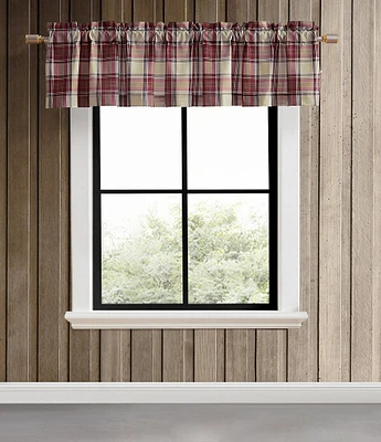 Eddie Bauer Edgewood Plaid Red Window Pole Top Valance