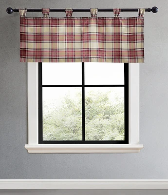 Eddie Bauer Edgewood Plaid Red Window Tab Top Valance