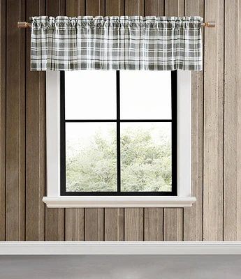 Eddie Bauer Fall Creek Plaid Grey Window Pole Top Valance