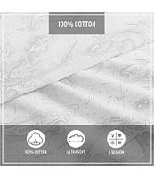 Eddie Bauer Fish Atol Grey Cotton Percale Sheet Set