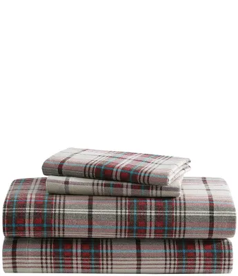 Eddie Bauer Montlake Plaid Red Flannel Sheet Set