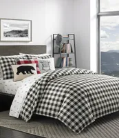 Eddie Bauer Mountain Black Plaid Duvet Cover Mini Set