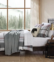 Eddie Bauer Normandy Plaid Black Micro Suede Duvet Cover Mini Set