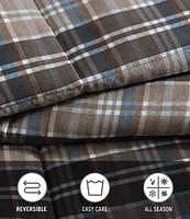 Eddie Bauer Rugged Plaid Brown Micro Suede Reversible Comforter Mini Set