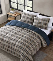 Eddie Bauer Rugged Plaid Brown Micro Suede Reversible Duvet Cover Mini Set