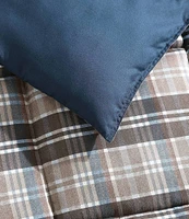 Eddie Bauer Rugged Plaid Brown Micro Suede Reversible Duvet Cover Mini Set