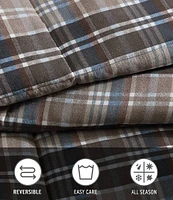 Eddie Bauer Rugged Plaid Brown Micro Suede Reversible Duvet Cover Mini Set