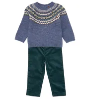 Edgehill Collection Baby Boys 12-24 Months Long Sleeve Round Neck Sweater & Pull-On Pants Set