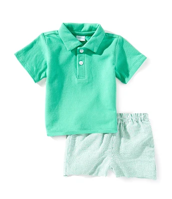 Edgehill Collection Baby Boys 3-24 Months Knit Stripe Short Sleeve Polo & Shorts Set
