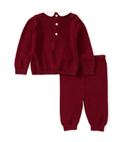 Edgehill Collection Baby Boys 3-24 Months Long Sleeve Flutter Collar Sweater Car Shirt & Pants Set