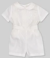 Edgehill Collection Baby Boys 3-24 Months Peter Pan Collar Short Sleeve Heirloom Christening Set