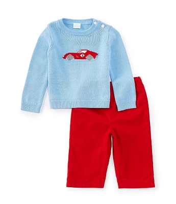 Edgehill Collection Baby Boys 3-24 Months Race Car Knit Poplin Pant Set