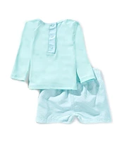 Edgehill Collection Baby Boys Rashgaurd & Gingham Swim Trunks Set
