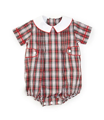 Edgehill Collection Baby Boys Newborn-9 Months Collared Neckline Short Sleeve Christmas Bubble