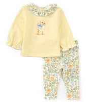 Edgehill Collection Baby Girls 3-24 Months Knit Duckling Long Sleeve Sweat Shirt & Leggings Set