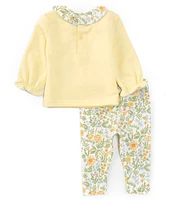 Edgehill Collection Baby Girls 3-24 Months Knit Duckling Long Sleeve Sweat Shirt & Leggings Set