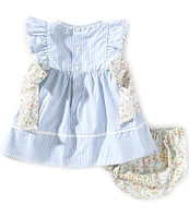 Edgehill Collection Baby Girls 3-12 Month Floral Side-Tie Sleeveless Stripe Dress